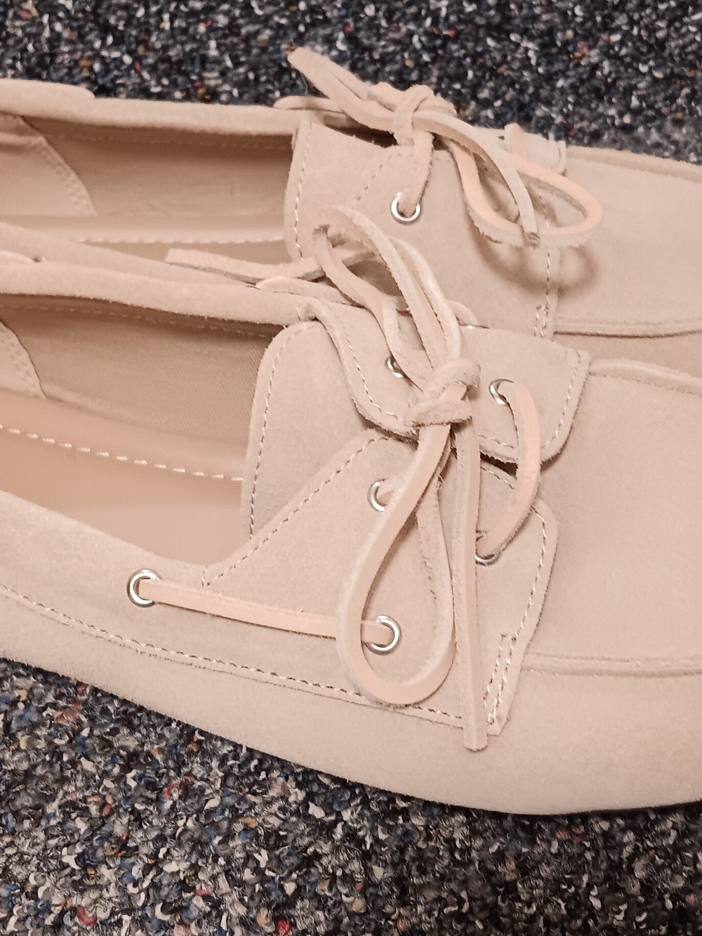 GAP Beige Suede Lace-Top Loafers - Picture 3 of 6